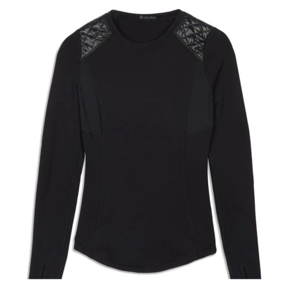 LULULEMON Run Ice Queen Long Sleeve Shirt Black Quilted Sz S - Picture 2 of 14